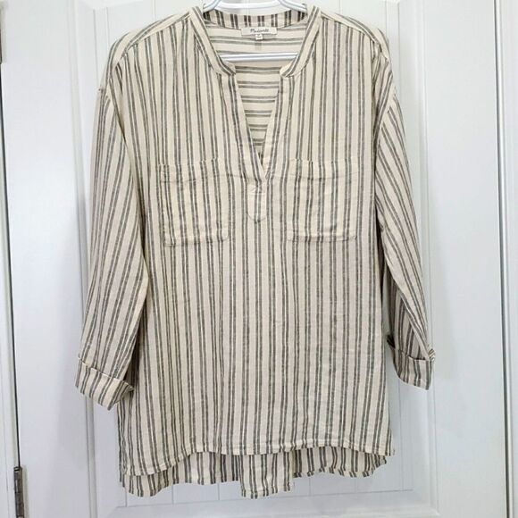 Madewell Linen Blend Lakeline Popover Shirt, Size XS - Picture 3 of 6
